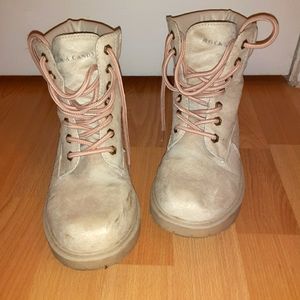 Cream Faux Suede Boots